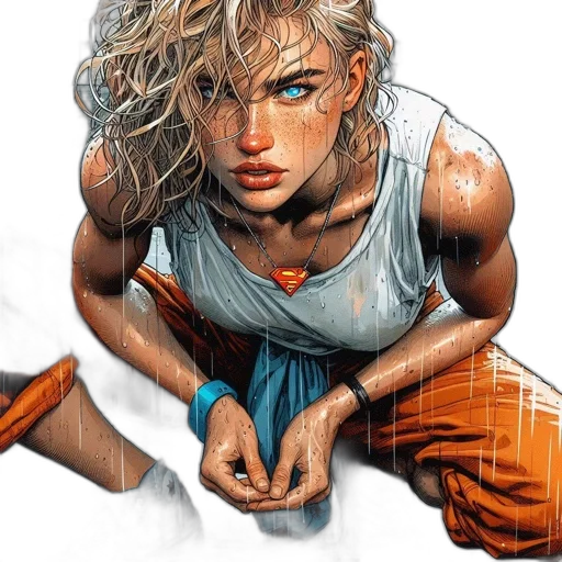 weapon, comic book art, cyberpunk, fantasy art, concept art, blue, colorful, young transparent PNG cut-out