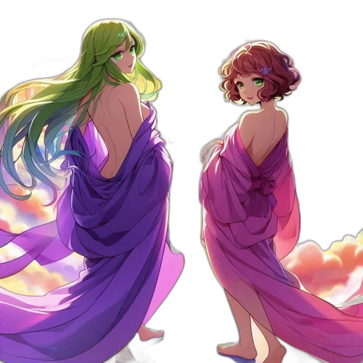 dress, concept art, fantasy art, watercolor, anime, fire, green, colorful transparent PNG cut-out