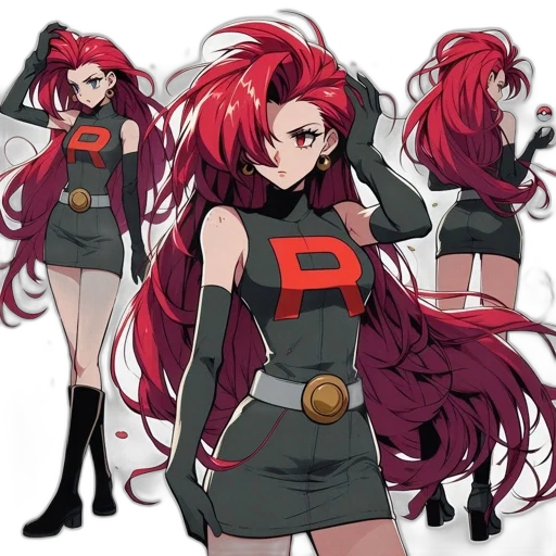 hair, dress, concept art, anime, comic book art, pixel art, red, dark transparent PNG cut-out