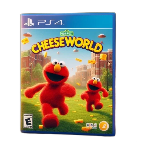 3d render, playstation, game, featuring, elmo, telly, monster, park-like transparent PNG cut-out