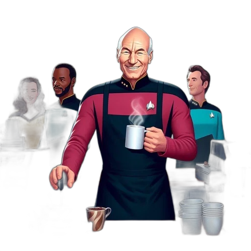 staff, concept art, pixel art, comic book art, cartoon, outer space, elderly, man transparent PNG cut-out