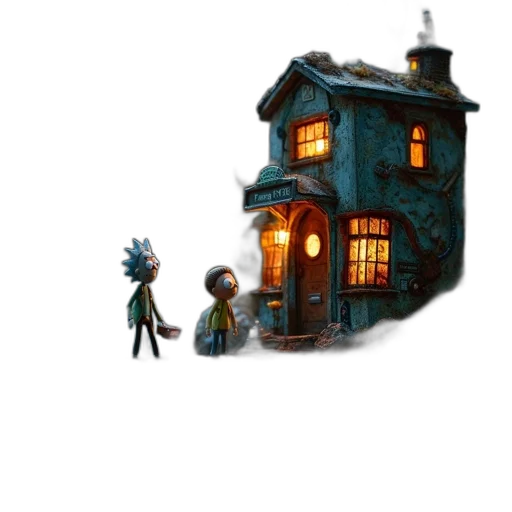 building, concept art, 3d render, pixel art, fantasy art, city street, night, underwater transparent PNG cut-out