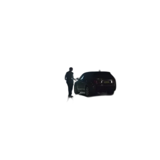 car, hat, staff, mask, 3d render, dark, nighttime, scene transparent PNG cut-out