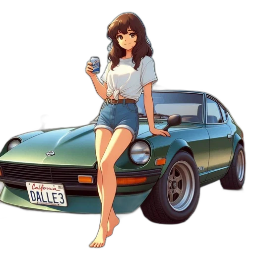 car, bottle, weapon, robot, anime, vaporwave, pixel art, cartoon transparent PNG cut-out