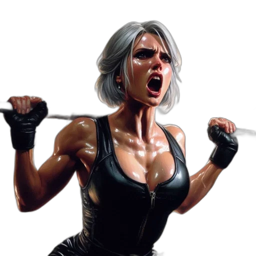 weapon, comic book art, concept art, pixel art, fantasy art, intensely, focused, woman transparent PNG cut-out