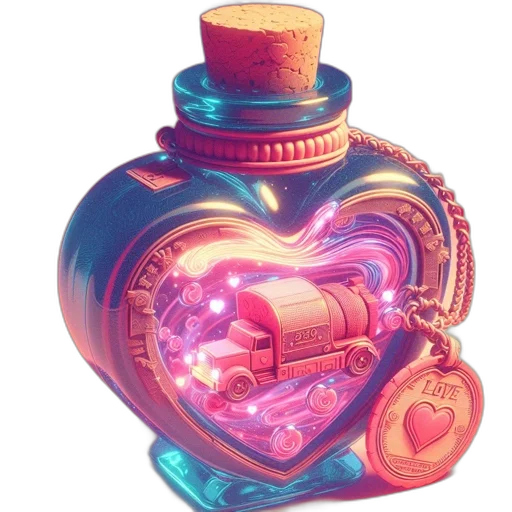 bottle, jewelry, weapon, robot, concept art, vaporwave, fantasy art, 3d render transparent PNG cut-out
