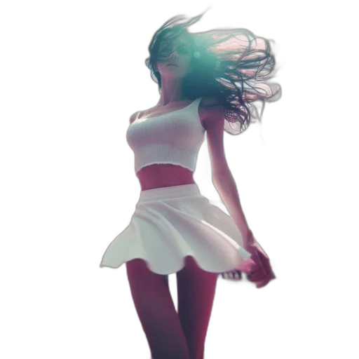 dress, hair, 3d render, concept art, photorealistic, pixel art, neon lights, red transparent PNG cut-out