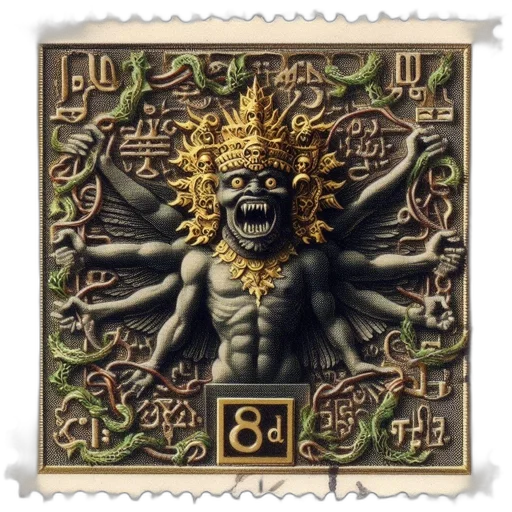 jewelry, crown, golden, postal, stamp, portrays, fearsome, creature transparent PNG cut-out