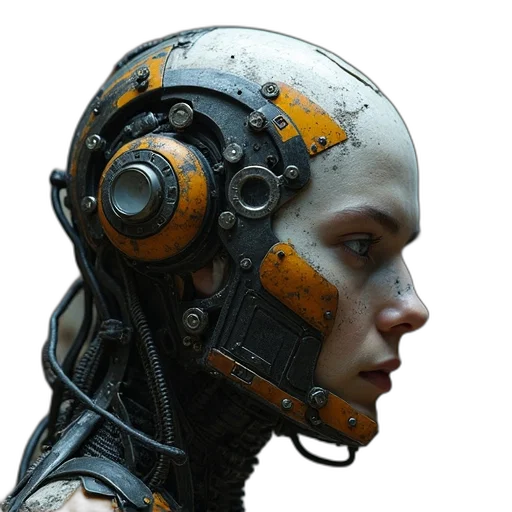 robot, face, mask, cyberpunk transparent PNG cut-out