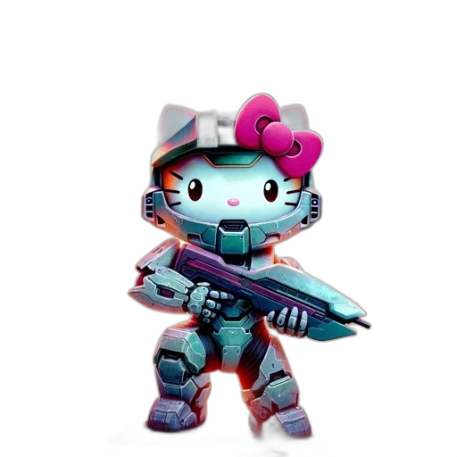 weapon, robot, staff, creature, vaporwave, concept art, 3d render, pixel art transparent PNG cut-out