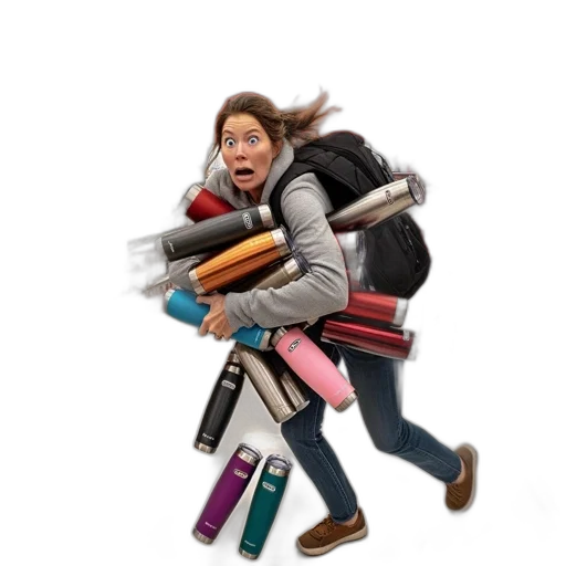 jacket, 3d render, concept art, photorealistic, target-like, store, startled, woman transparent PNG cut-out