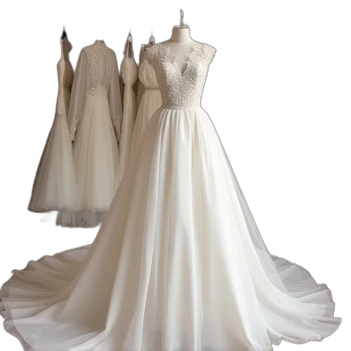 dress, 3d render, photorealistic, monochrome, all, kinds, wedding, dresses transparent PNG cut-out