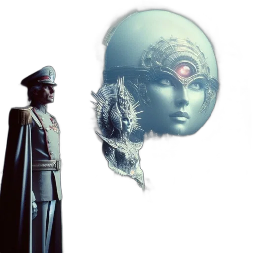 robot, face, mask, crown, concept art, vaporwave, comic book art, fantasy art transparent PNG cut-out