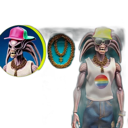 jewelry, mask, hat, concept art, vaporwave, fantasy art, 3d render, colorful transparent PNG cut-out