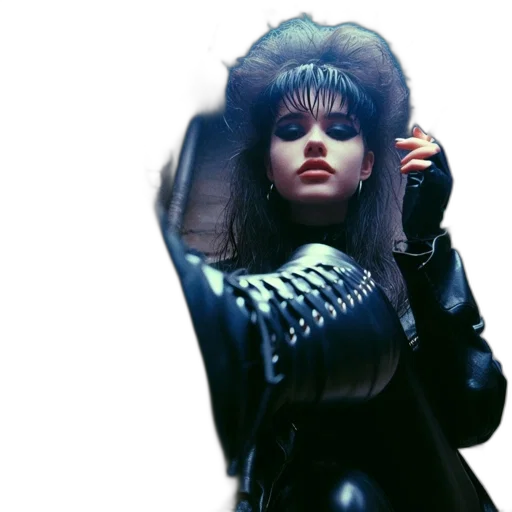 jacket, hair, concept art, cyberpunk, photorealistic, fantasy art, dark, sultry transparent PNG cut-out