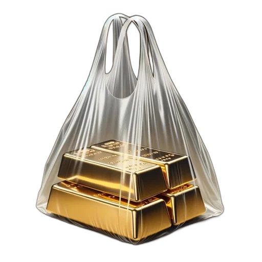 jewelry, crown, 3d render, golden, see-through, plastic, bag, contains transparent PNG cut-out