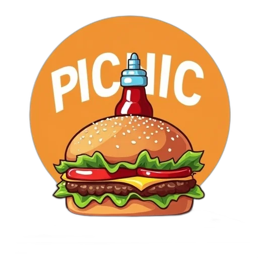 food, pixel art, photorealistic, concept art, stylized, illustration, hamburger, sesame transparent PNG cut-out