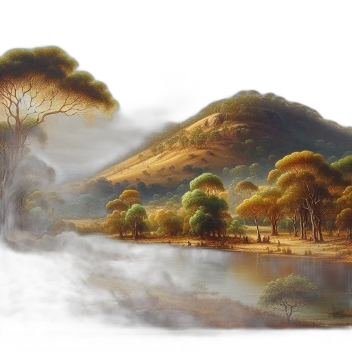 tree, concept art, fantasy art, photorealistic, oil painting, fog, forest, rain transparent PNG cut-out