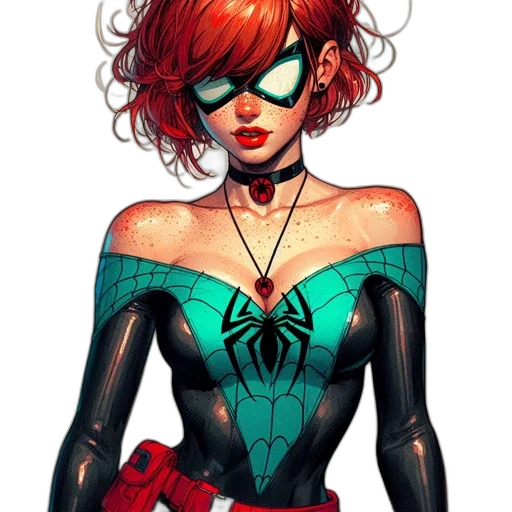 mask, dress, comic book art, concept art, fantasy art, cartoon, red, green transparent PNG cut-out
