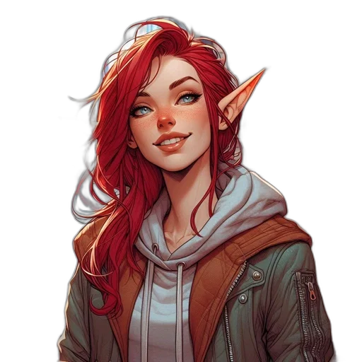 jacket, face, fantasy art, concept art, pixel art, comic book art, red, colorful transparent PNG cut-out