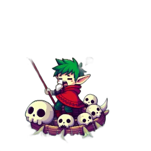 weapon, staff, pixel art, concept art, fantasy art, anime, green, red transparent PNG cut-out
