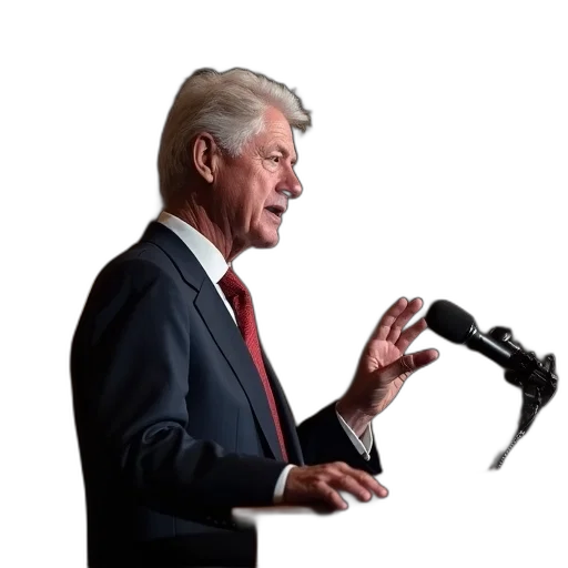 staff, face, photorealistic, bill, clinton, delivering, national, civil transparent PNG cut-out