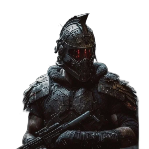 mask, sword, weapon, robot, concept art, fantasy art, comic book art, 3d render transparent PNG cut-out