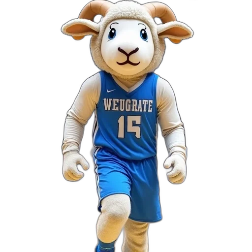 3d render, large, anthropomorphic, mascot, dressed, blue, white, uniform transparent PNG cut-out