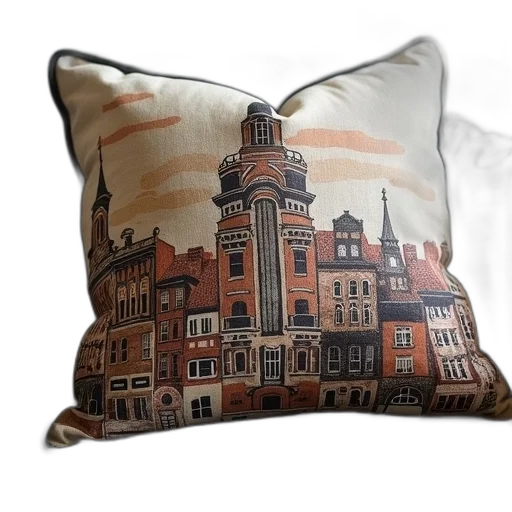 photorealistic, 3d render, old, city, boston, throw, pillow transparent PNG cut-out