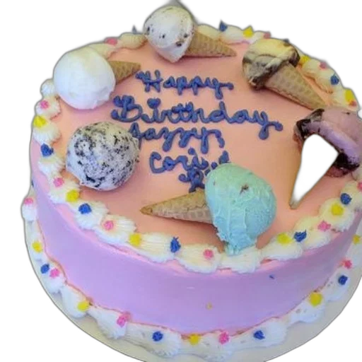 pastel, pink, birthday, cake, ice, cream, cones, scoops transparent PNG cut-out