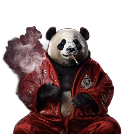 jacket, animal, concept art, photorealistic, fire, red, panda, luxurious transparent PNG cut-out