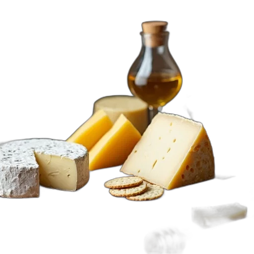 food, variety, cheeses, including, brie, cheddar, displayed, wooden transparent PNG cut-out