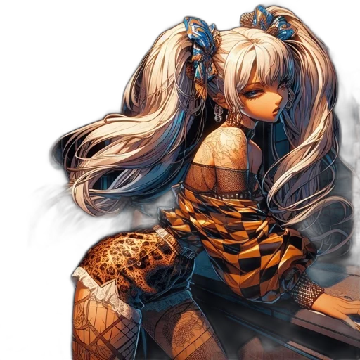 dragon, hair, weapon, dress, fantasy art, concept art, anime, pixel art transparent PNG cut-out