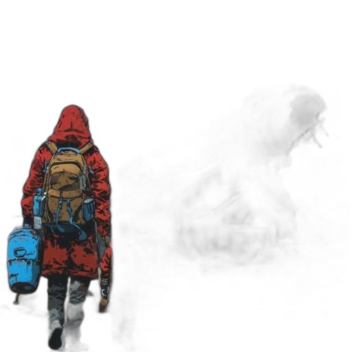jacket, creature, robot, mask, concept art, pixel art, 3d render, watercolor transparent PNG cut-out