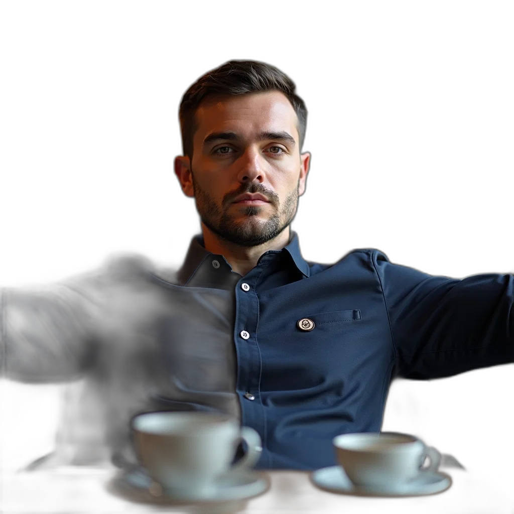 staff, face, robot, furniture, 3d render, photorealistic, man, round transparent PNG cut-out