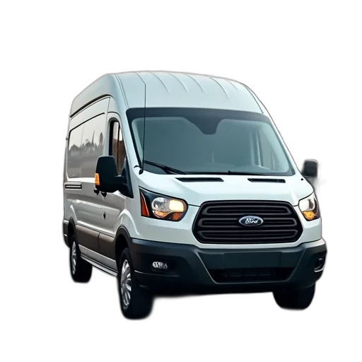 car, 3d render, image, white, ford, transit, van transparent PNG cut-out