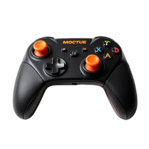 3d render, black, orange, game, controller, word, moctue, top transparent PNG cut-out