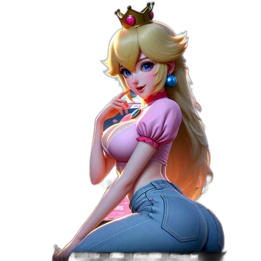 crown, dress, concept art, 3d render, fantasy art, vaporwave, animated, female transparent PNG cut-out
