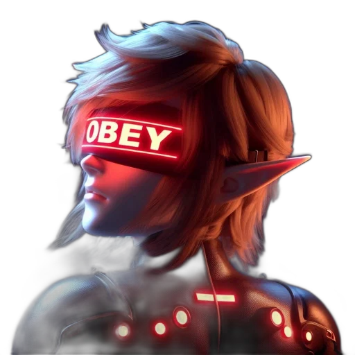 mask, robot, staff, jewelry, cyberpunk, concept art, 3d render, vaporwave transparent PNG cut-out