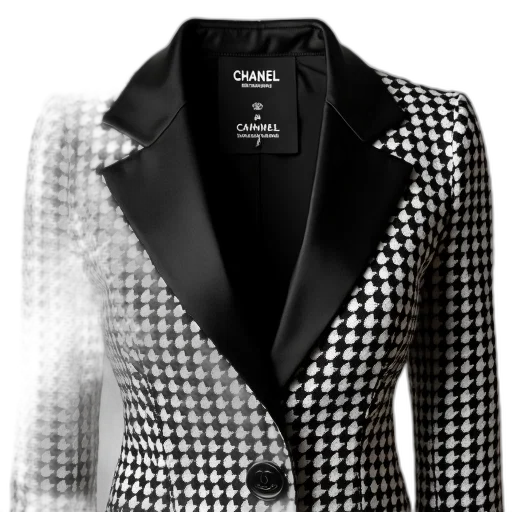 jacket, dress, monochrome, black, white, houndstooth, patterned, blazer transparent PNG cut-out