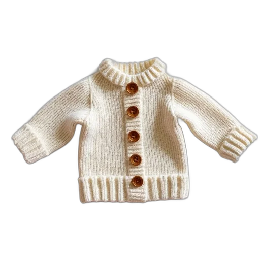 jacket, small, knitted, sweater, buttons, laid, out, white transparent PNG cut-out