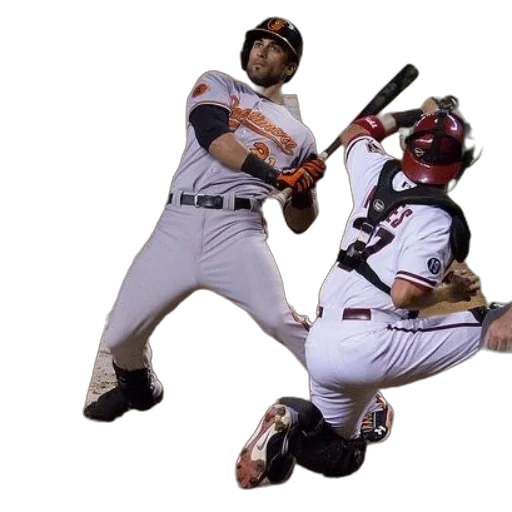 baseball, player, gray, uniform, swinging, bat, while, another transparent PNG cut-out