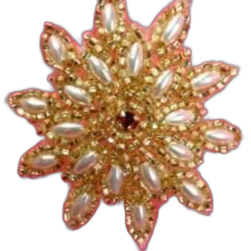 jewelry, crown, flower, 3d render, gold, pearl, star-shaped, brooch transparent PNG cut-out