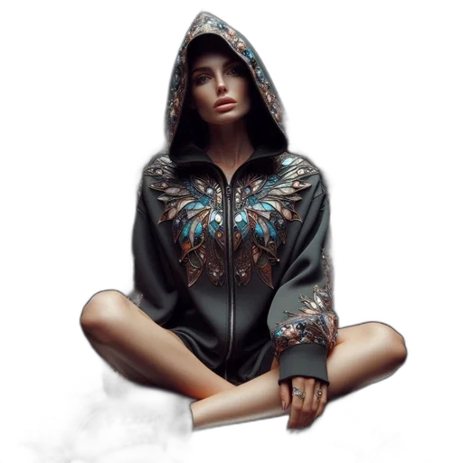 jacket, dress, fantasy art, concept art, photorealistic, cyberpunk, dark, blue transparent PNG cut-out