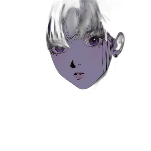 face, mask, creature, hair, anime, photorealistic, concept art, vaporwave transparent PNG cut-out