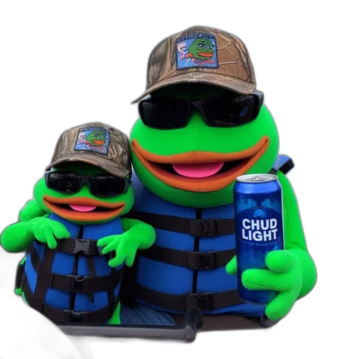 hat, jacket, car, creature, 3d render, two, anthropomorphic, frogs transparent PNG cut-out