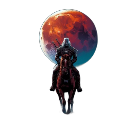 concept art, fantasy art, pixel art, comic book art, outer space, red, knight, rides transparent PNG cut-out