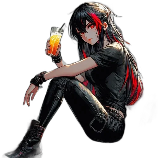 jacket, cyberpunk, anime, concept art, fantasy art, neon lights, red, dark transparent PNG cut-out