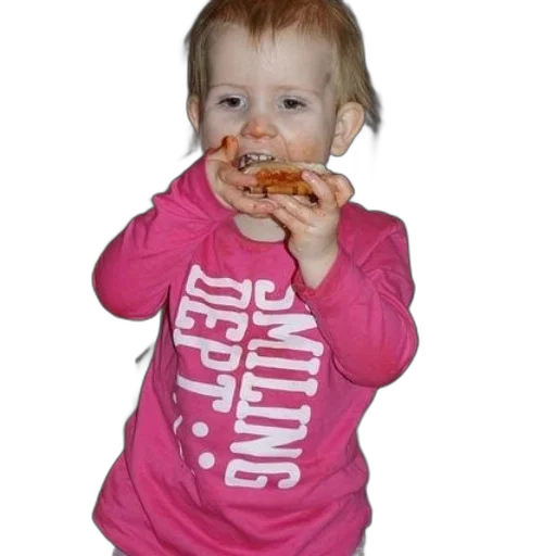 food, child, wearing, pink, shirt, words, smiling, dept transparent PNG cut-out