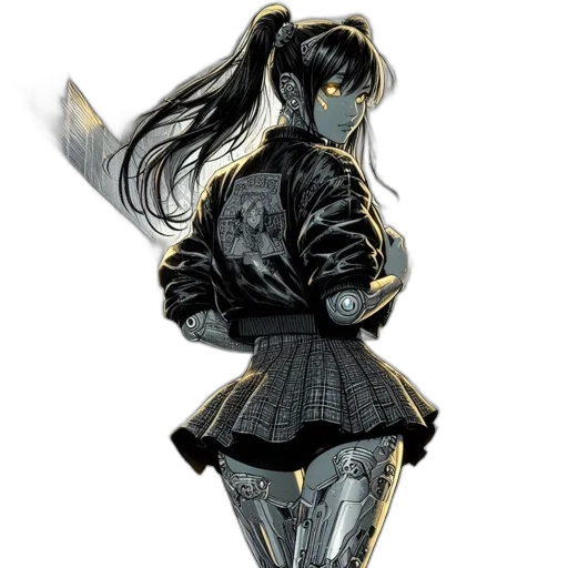 jacket, dress, mask, sword, concept art, fantasy art, comic book art, anime transparent PNG cut-out